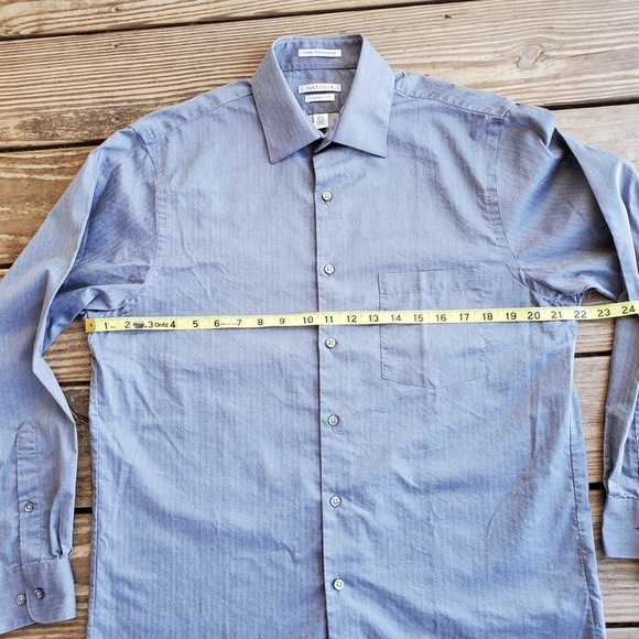 Van Heusen Men's Dress Shirt Silvery/Grey Classic Fit Wrinkle Free 15.5 32/33 - Picture 4 of 12